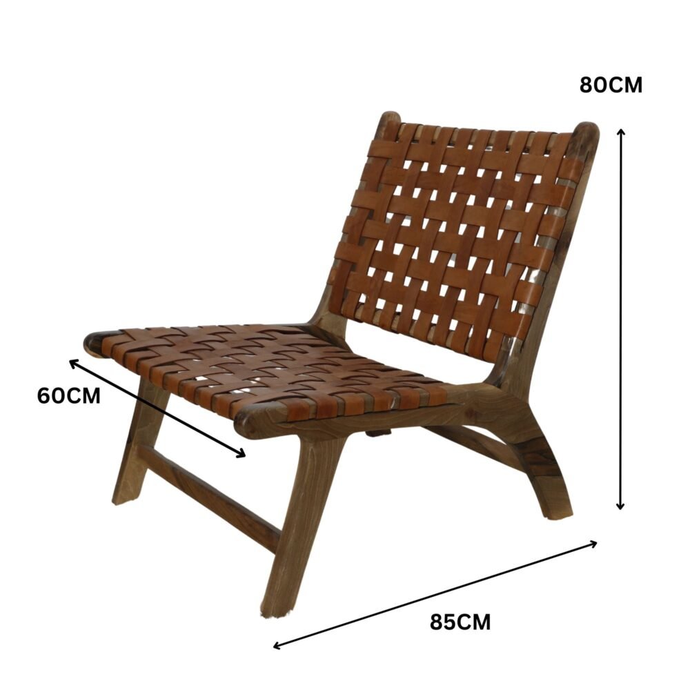 Handcrafted Leather and Wood Lounge Chair - Image 7