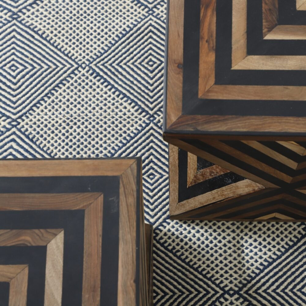 Handcrafted Geometric Wooden Accent Table – Bold Diamond Pattern Design - Image 2