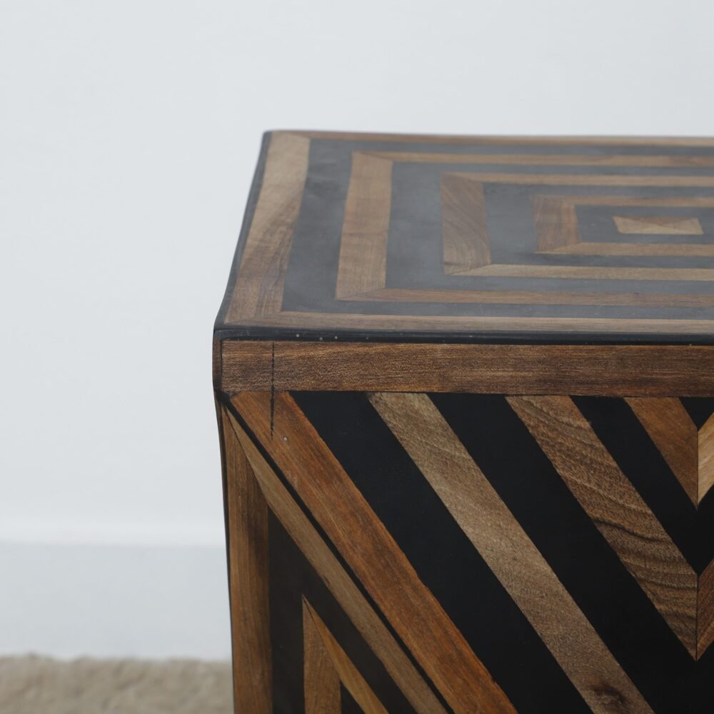 Handcrafted Geometric Wooden Accent Table – Bold Diamond Pattern Design - Image 5