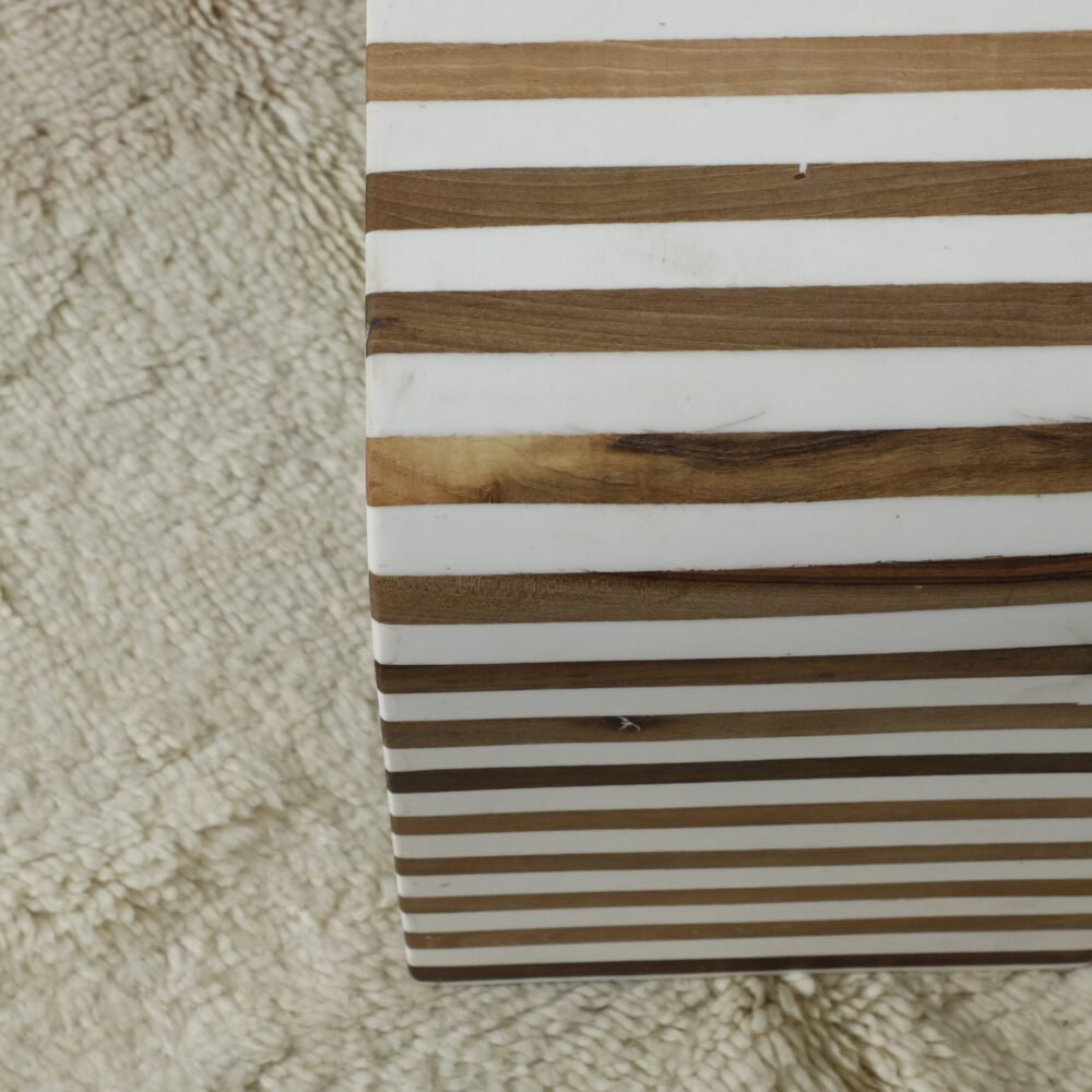 Handcrafted Striped Wooden Bench – Modern Accent Furniture - Image 4