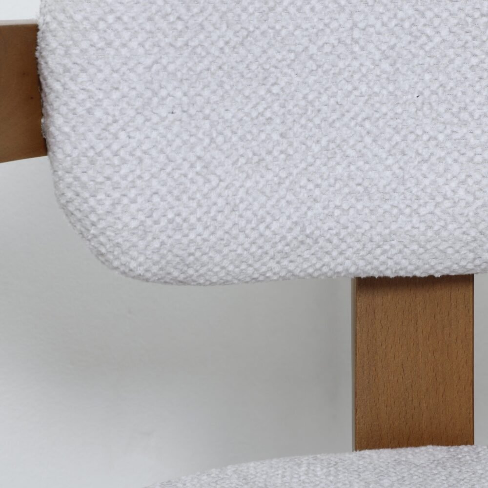 Mid-Century Modern Wooden Armchair with Light Gray Upholstery - Image 6