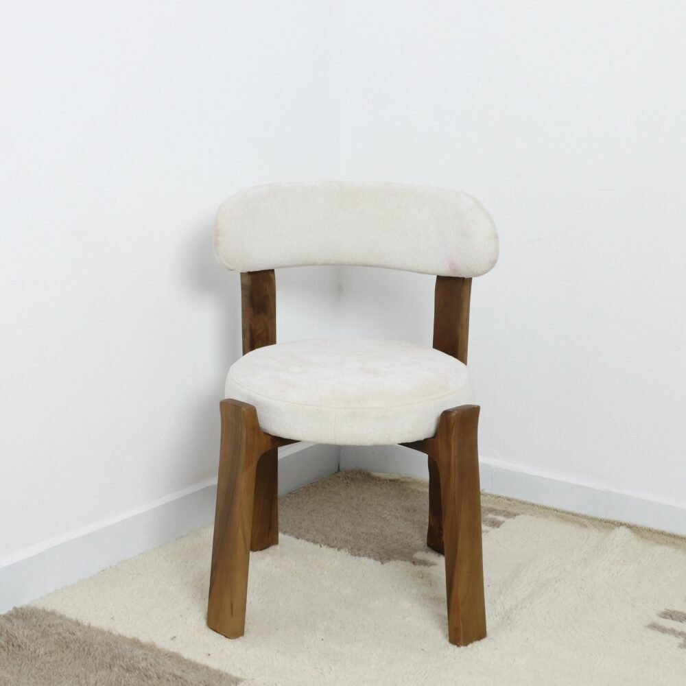 Minimalist Wooden Chair with soft white upholstery
