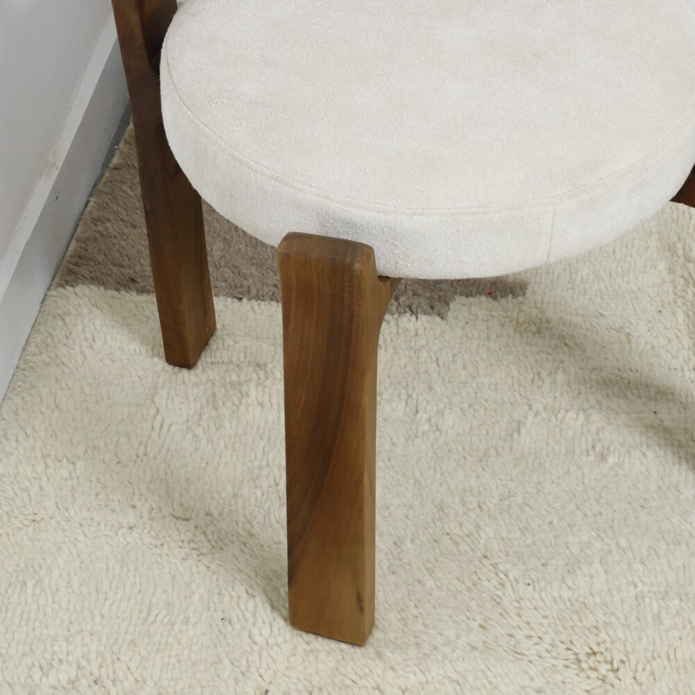 Minimalist Wooden Chair with soft white upholstery - Image 2