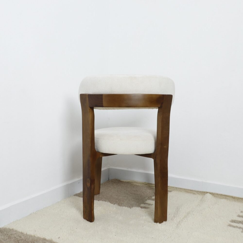 Minimalist Wooden Chair with soft white upholstery - Image 3