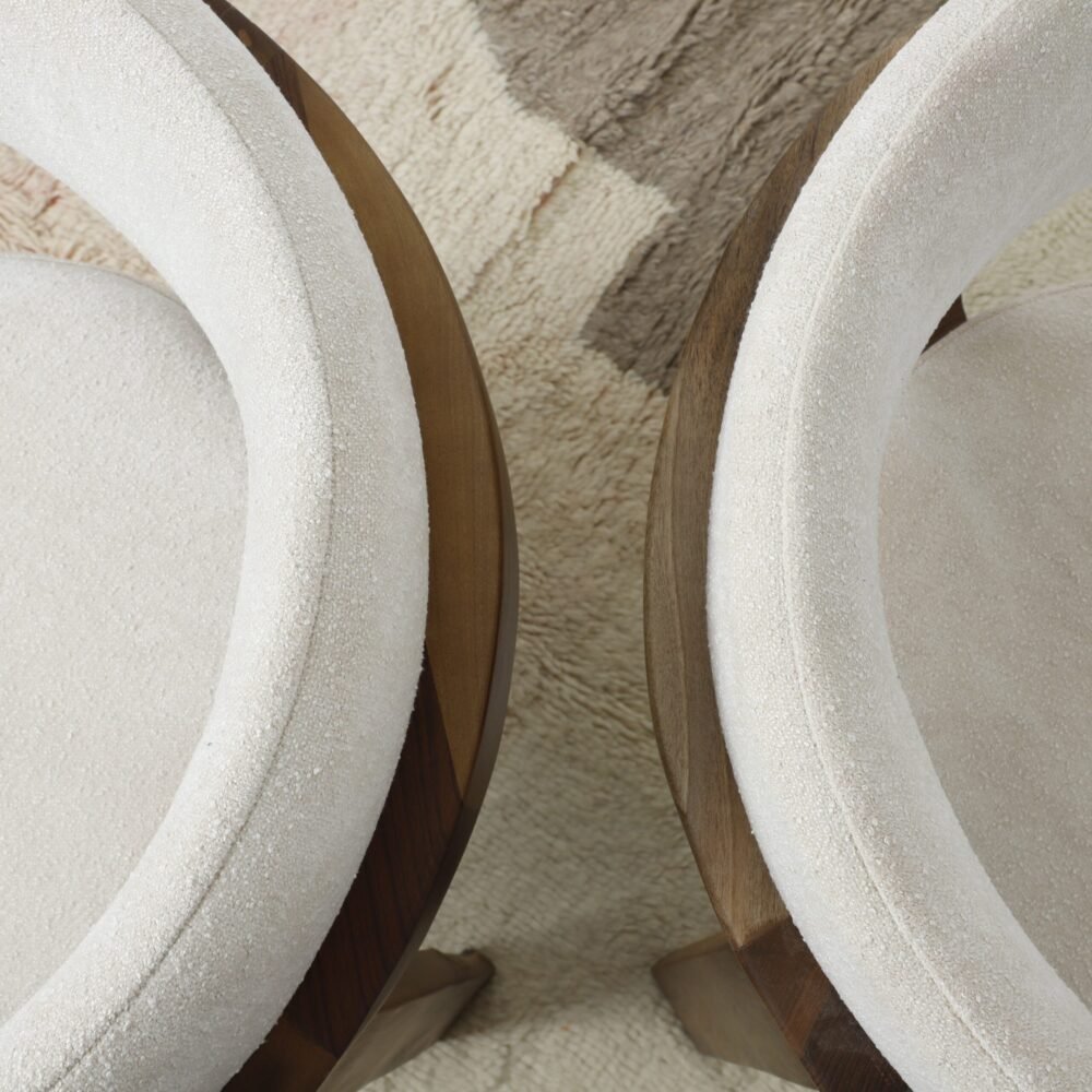 Minimalist Wooden Chair with soft white upholstery - Image 4