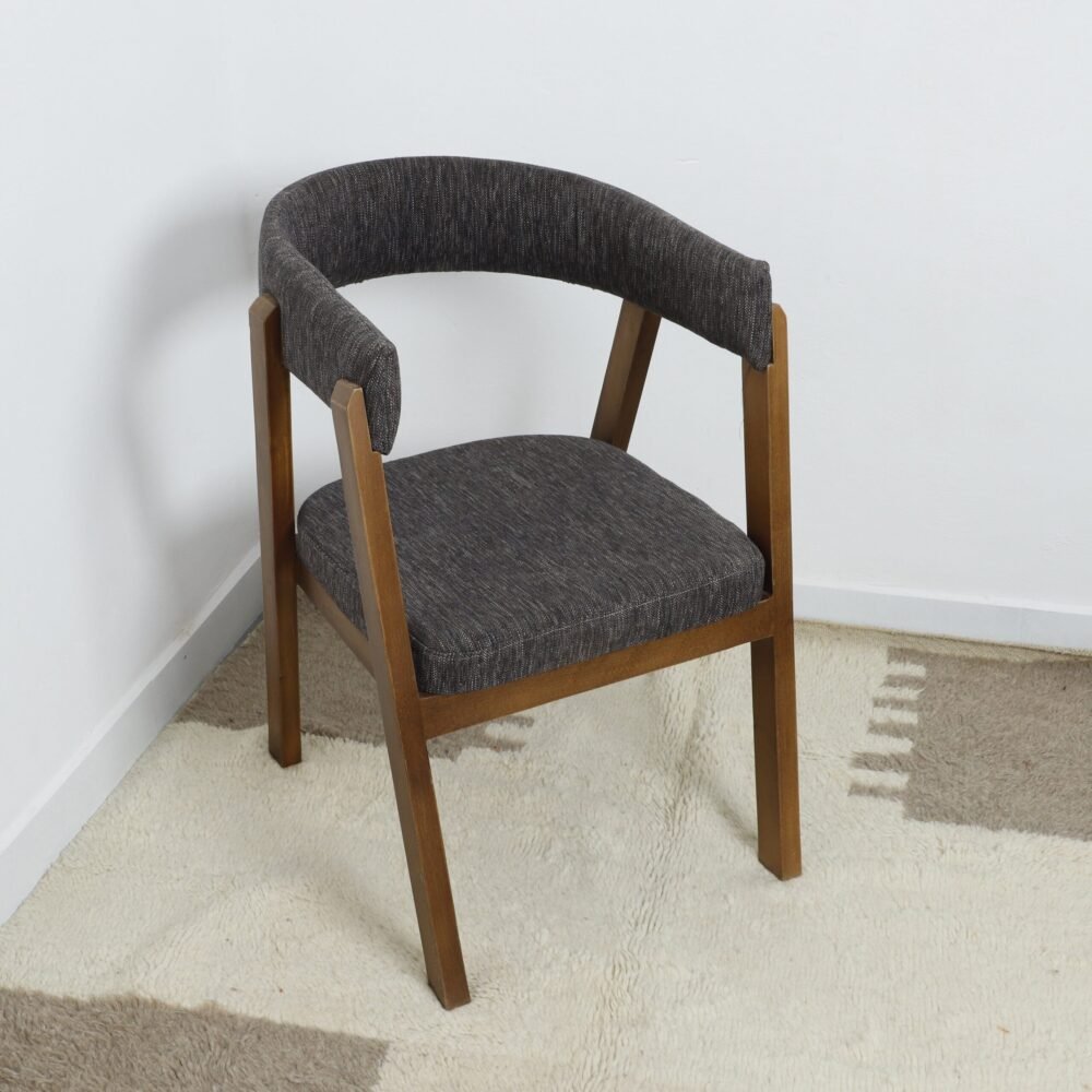 Minimalist Wooden Chair with soft white upholstery - Image 2