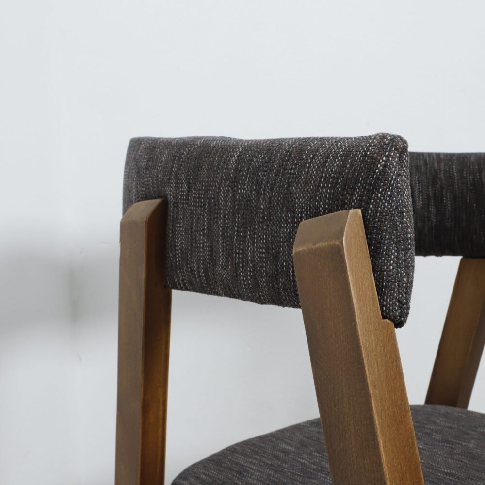Minimalist Wooden Chair with soft white upholstery - Image 4