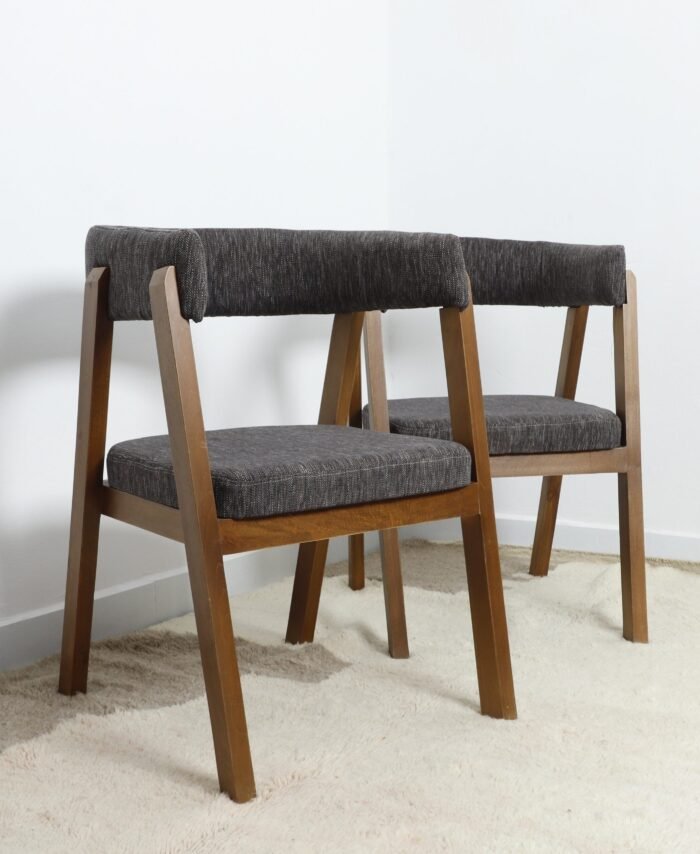 Minimalist Wooden Chair with soft white upholstery