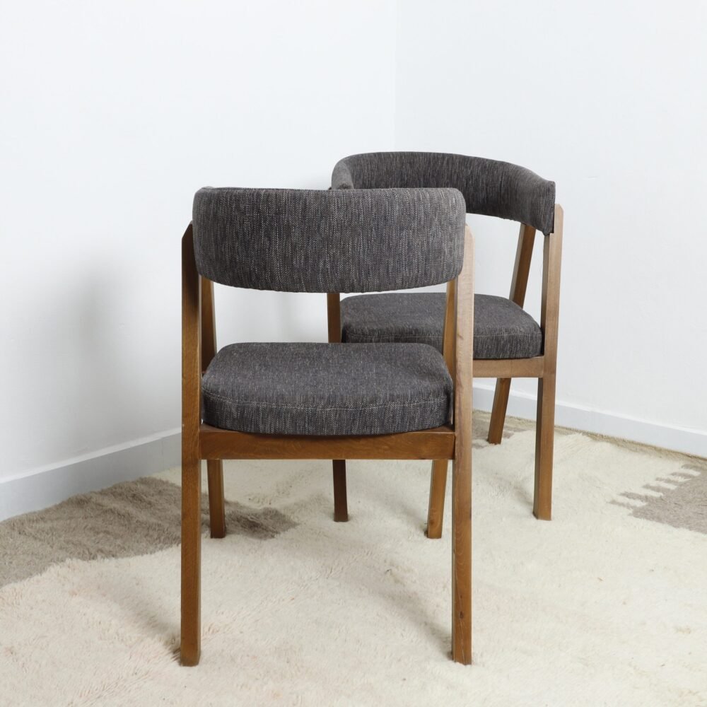 Minimalist Wooden Chair with soft white upholstery - Image 3
