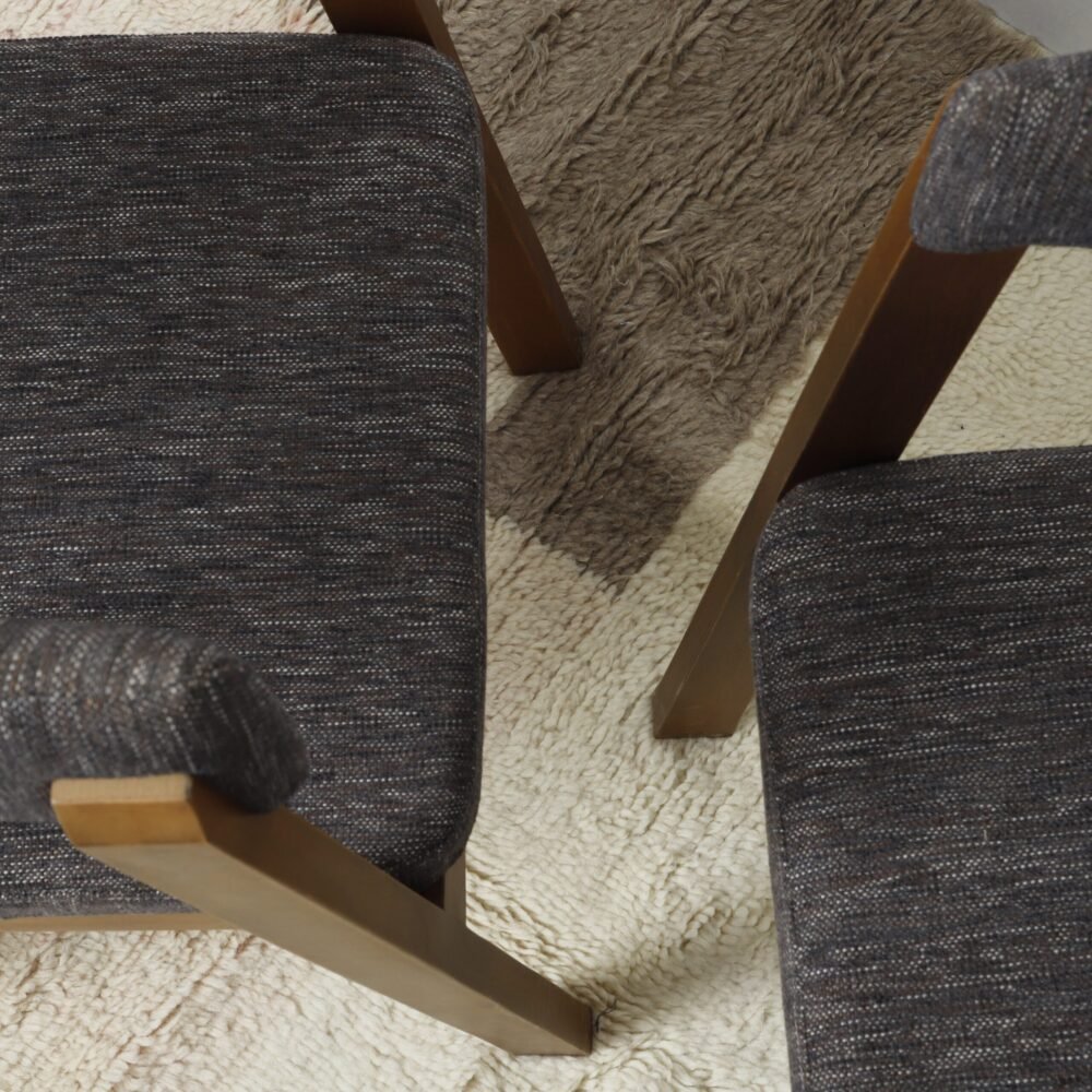 Minimalist Wooden Chair with soft white upholstery - Image 5
