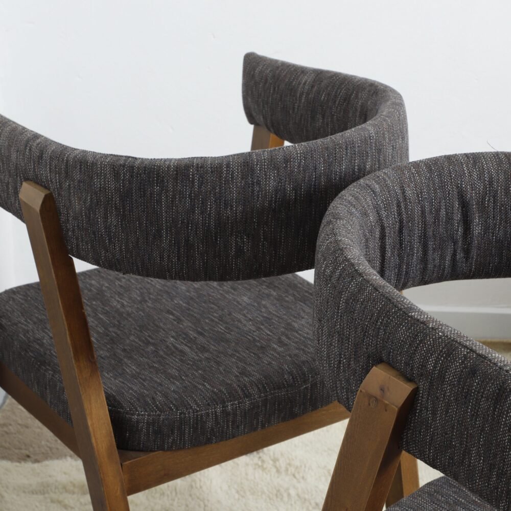 Minimalist Wooden Chair with soft white upholstery - Image 6